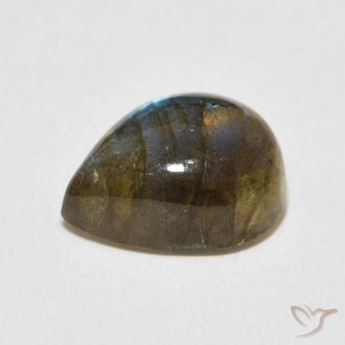 Labradorita Multicolorido Natural 4.78ct, Formato de pêra, Translúcido