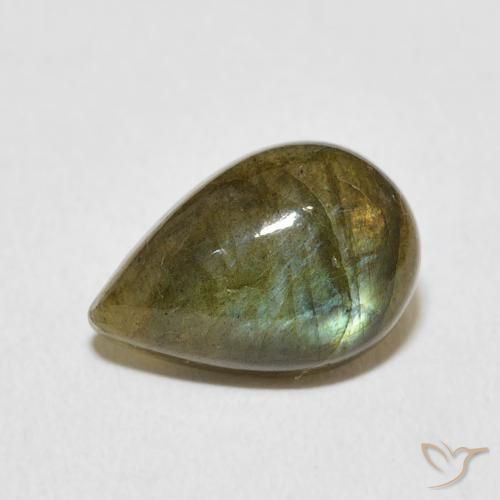 3.62ct Natural Multicolorido Labradorita, Formato de pêra, Translúcido