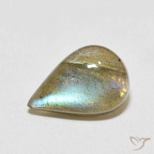 3.57ct Natural Multicolorido Labradorita, Formato de pêra, Translúcido
