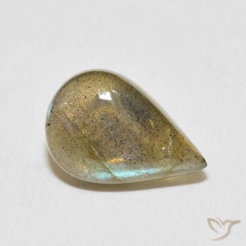 Labradorita Multicolorido Natural 3.57ct, Formato de pêra, Translúcido
