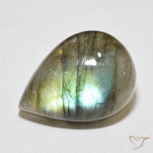11.64ct Natural Multicolorido Labradorita, Formato de pêra, Translúcido