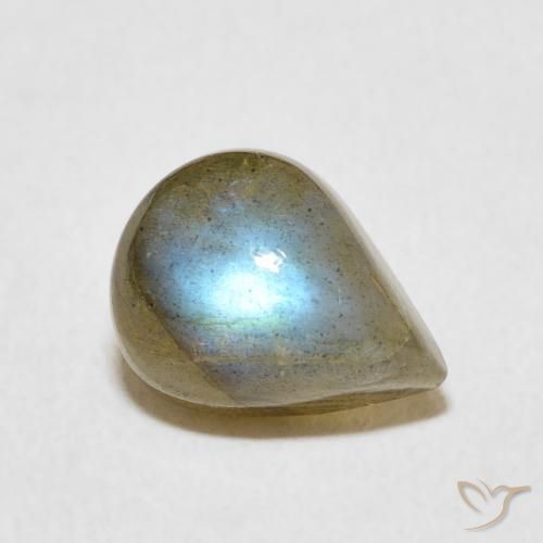 3.07ct Natural Multicolorido Labradorita, Formato de pêra, Translúcido