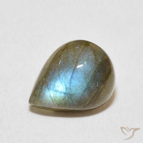 2.65ct Natural Multicolorido Labradorita, Formato de pêra, Translúcido