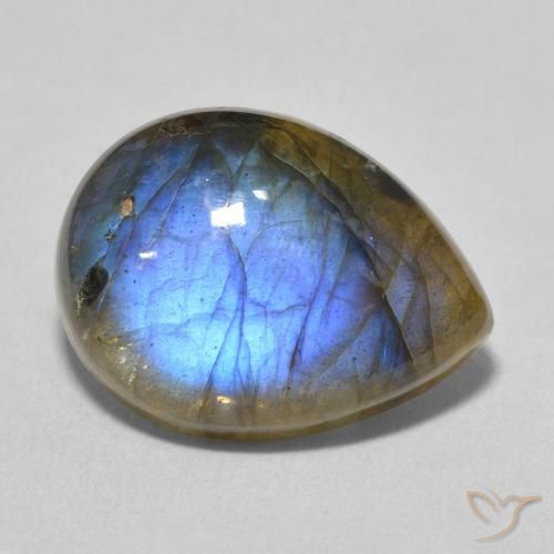 8.26ct Natural Multicolorido Labradorita, Formato de pêra, Translúcido