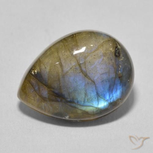 Labradorita Multicolorido Natural 8.26ct, Formato de pêra, Translúcido