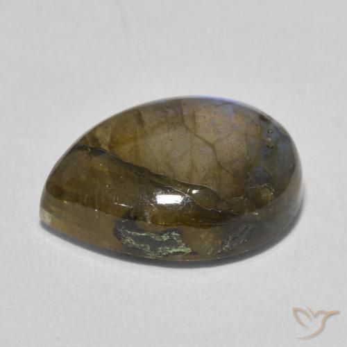 Labradorita Multicolorido Natural 8.26ct, Formato de pêra, Translúcido