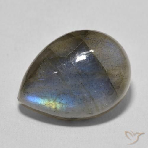 10.67ct Natural Multicolorido Labradorita, Formato de pêra, Translúcido