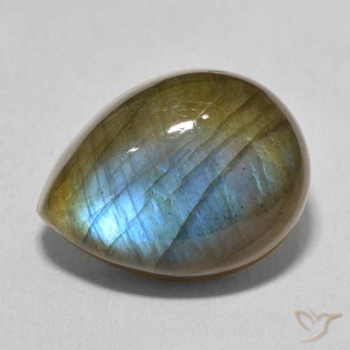 11.00ct Natural Multicolorido Labradorita, Formato de pêra, Translúcido
