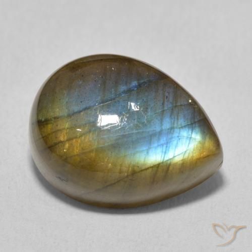 Labradorita Multicolorido Natural 11.00ct, Formato de pêra, Translúcido