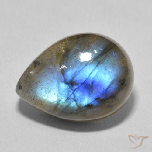 10.74ct Natural Multicolorido Labradorita, Formato de pêra, Translúcido