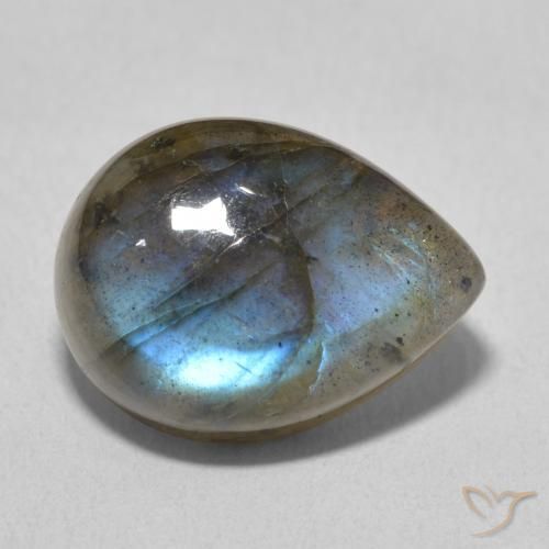 Labradorita Multicolorido Natural 10.74ct, Formato de pêra, Translúcido