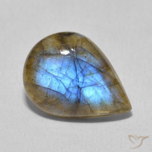 6.23ct Natural Multicolorido Labradorita, Formato de pêra, Translúcido