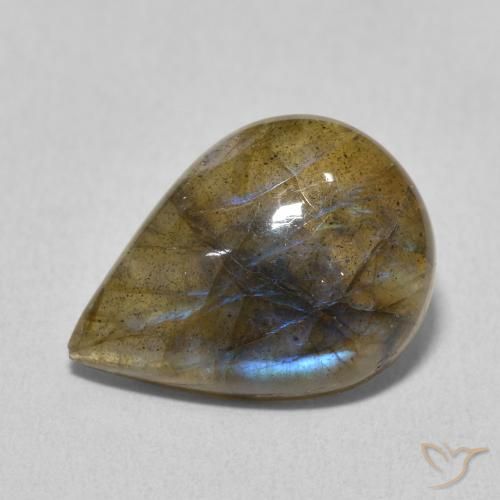 Labradorita Multicolorido Natural 6.23ct, Formato de pêra, Translúcido