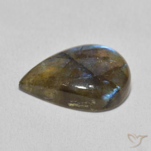 Labradorita Multicolorido Natural 6.23ct, Formato de pêra, Translúcido