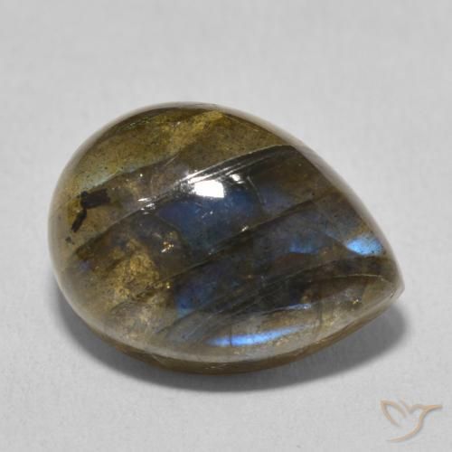 Labradorita Multicolorido Natural 10.22ct, Formato de pêra, Translúcido