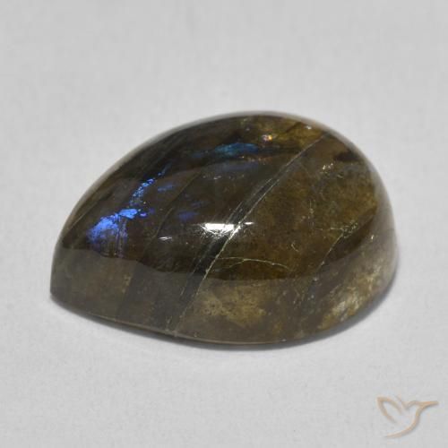 Labradorita Multicolorido Natural 10.22ct, Formato de pêra, Translúcido