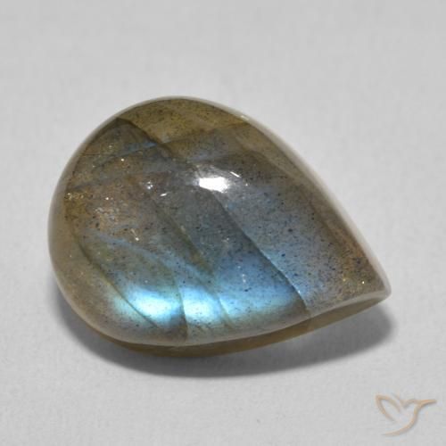 Labradorita Multicolorido Natural 9.62ct, Formato de pêra, Translúcido