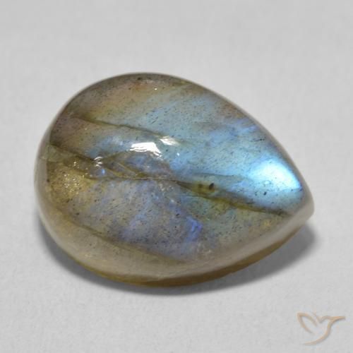 10.35ct Natural Multicolorido Labradorita, Formato de pêra, Translúcido