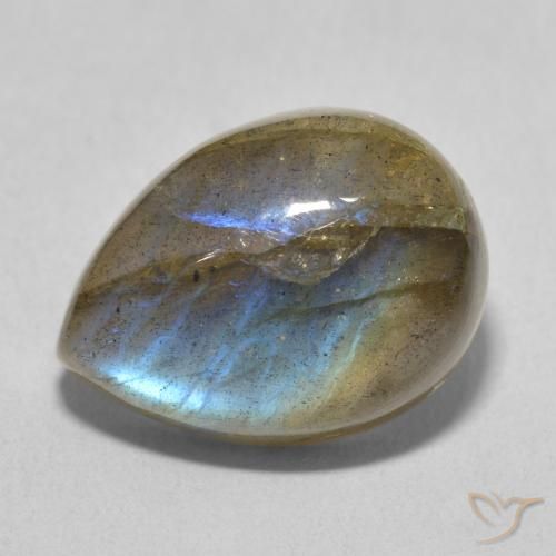 Labradorita Multicolorido Natural 10.35ct, Formato de pêra, Translúcido