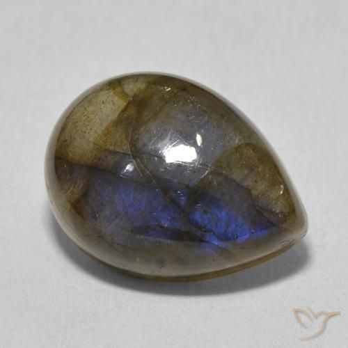 Labradorita Multicolorido Natural 9.73ct, Formato de pêra, Translúcido