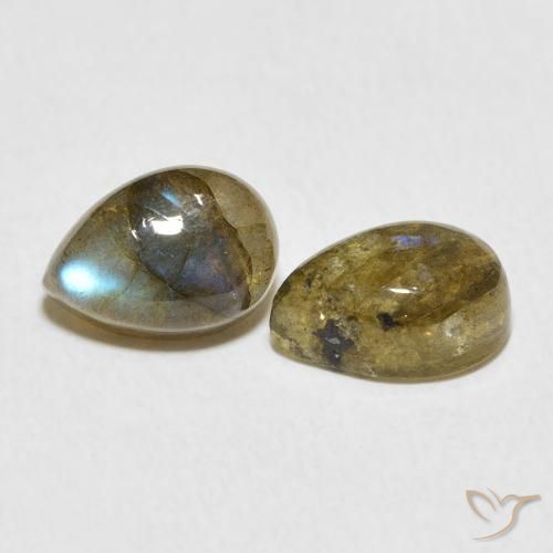 Pedras preciosas de Labradorita Multicolorido natural de 5.26 ct, Formato de pêra, Translúcido