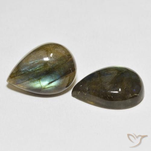 Pedras preciosas de Labradorita Multicolorido natural de 10.82 ct, Formato de pêra, Translúcido