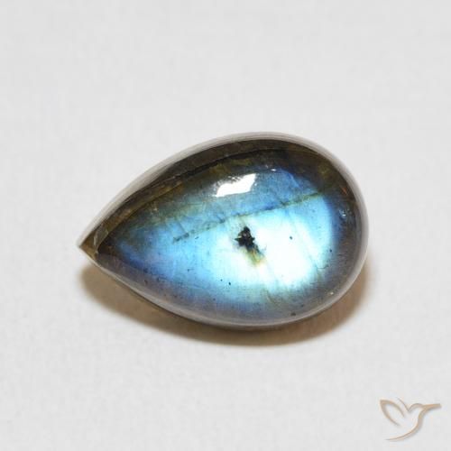 3.95ct Natural Multicolorido Labradorita, Formato de pêra, Translúcido