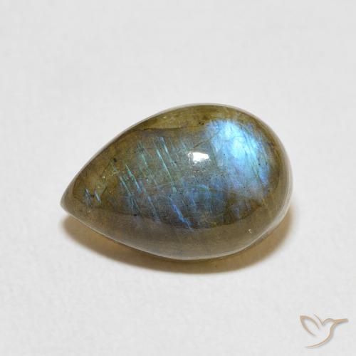 3.87ct Natural Multicolorido Labradorita, Formato de pêra, Translúcido
