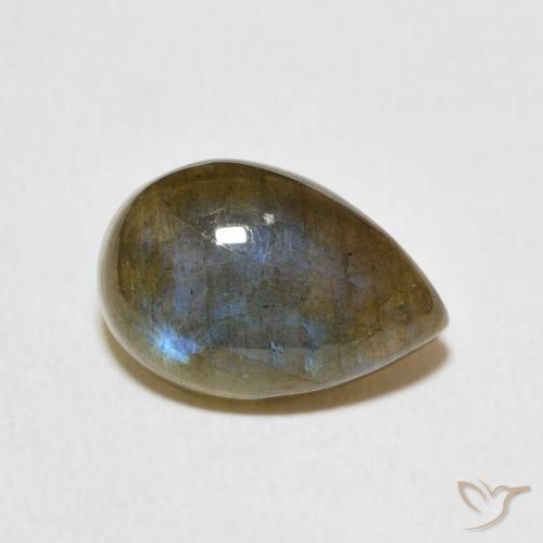 Labradorita Multicolorido Natural 3.87ct, Formato de pêra, Translúcido