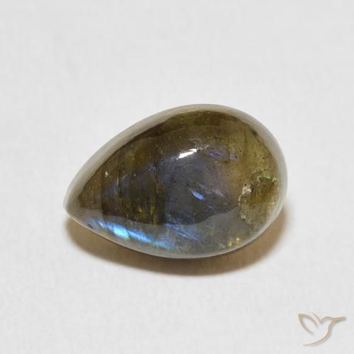 3.92ct Natural Multicolorido Labradorita, Formato de pêra, Translúcido