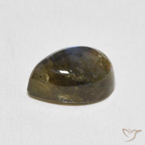 Labradorita Multicolorido Natural 3.92ct, Formato de pêra, Translúcido