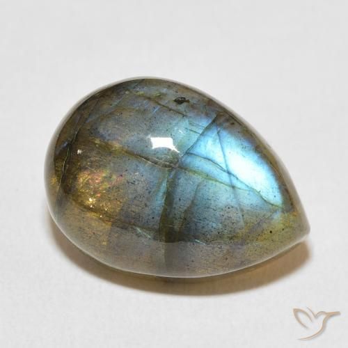 Labradorita Multicolorido Natural 13.20ct, Formato de pêra, Translúcido