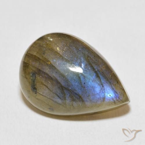 12.67ct Natural Multicolorido Labradorita, Formato de pêra, Translúcido
