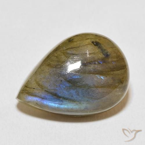 Labradorita Multicolorido Natural 12.67ct, Formato de pêra, Translúcido