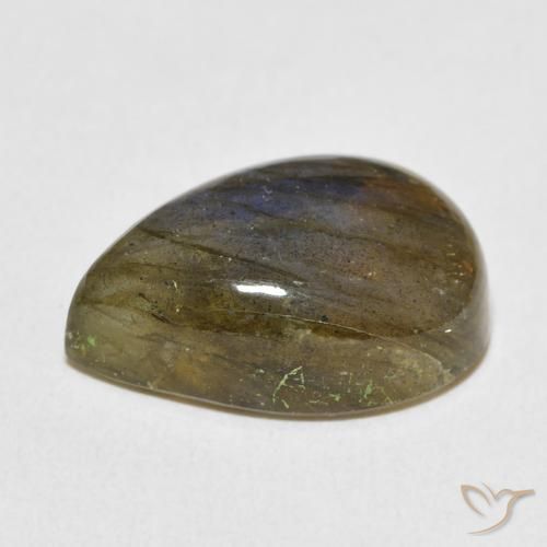 Labradorita Multicolorido Natural 12.67ct, Formato de pêra, Translúcido