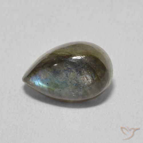 1.68ct Natural Multicolorido Labradorita, Formato de pêra, Translúcido