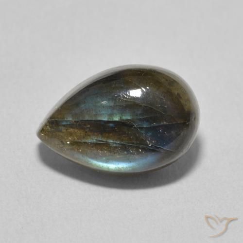 4.40ct Natural Multicolorido Labradorita, Formato de pêra, Translúcido