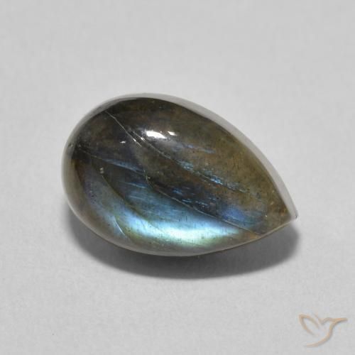 Labradorita Multicolorido Natural 4.40ct, Formato de pêra, Translúcido
