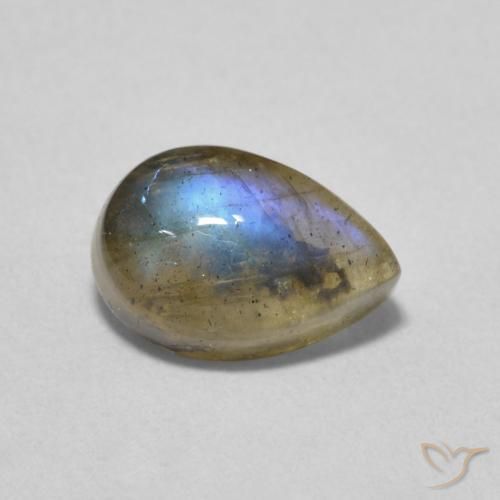 1.69ct Natural Multicolorido Labradorita, Formato de pêra, Translúcido