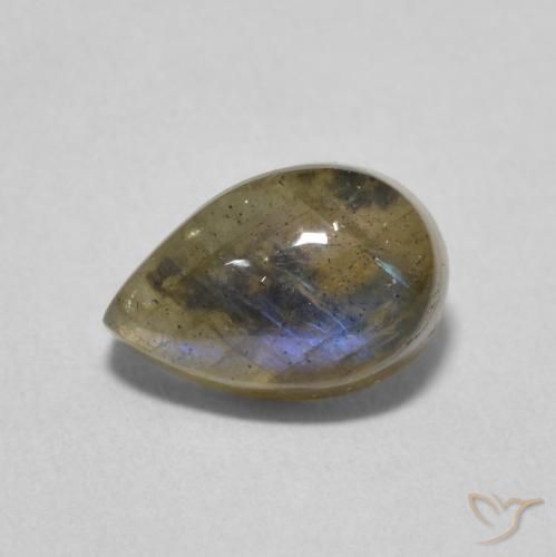 Labradorita Multicolorido Natural 1.69ct, Formato de pêra, Translúcido