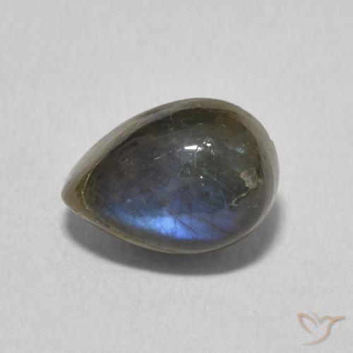 1.86ct Natural Multicolorido Labradorita, Formato de pêra, Translúcido