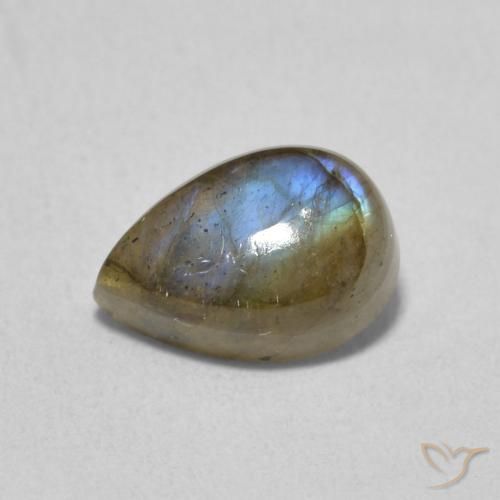 1.66ct Natural Multicolorido Labradorita, Formato de pêra, Translúcido