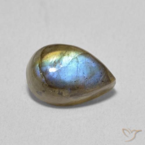 Labradorita Multicolorido Natural 1.66ct, Formato de pêra, Translúcido