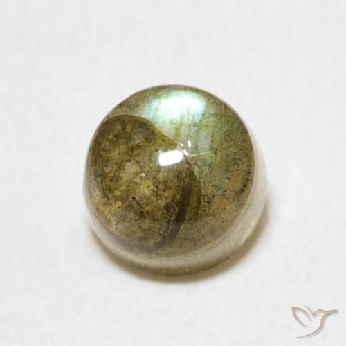 1.34ct Natural Multicolorido Labradorita, Redondo, Translúcido