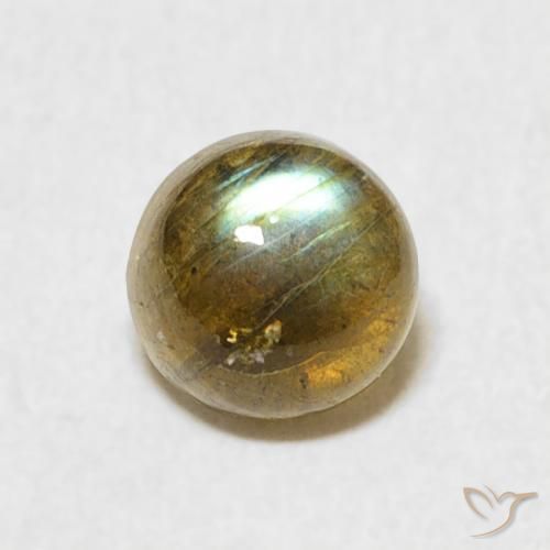 1.10ct Natural Multicolorido Labradorita, Redondo, Translúcido