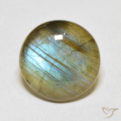 7.10ct Natural Multicolorido Labradorita, Redondo, Translúcido