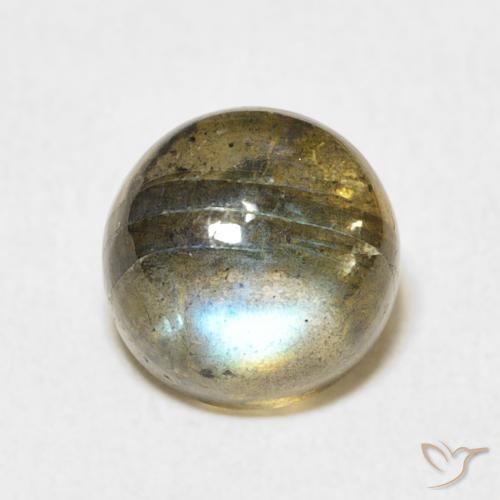 3.82ct Natural Multicolorido Labradorita, Redondo, Translúcido