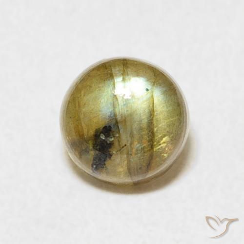 1.14ct Natural Multicolorido Labradorita, Redondo, Translúcido
