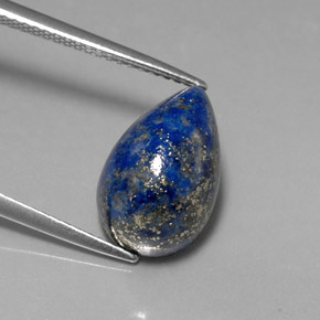 Lápis-lazúli azul real natural 7,60ct, formato de pêra, opaco
