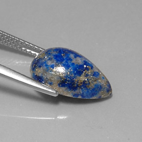Lápis-lazúli azul natural 5,64ct, formato de pêra, opaco
